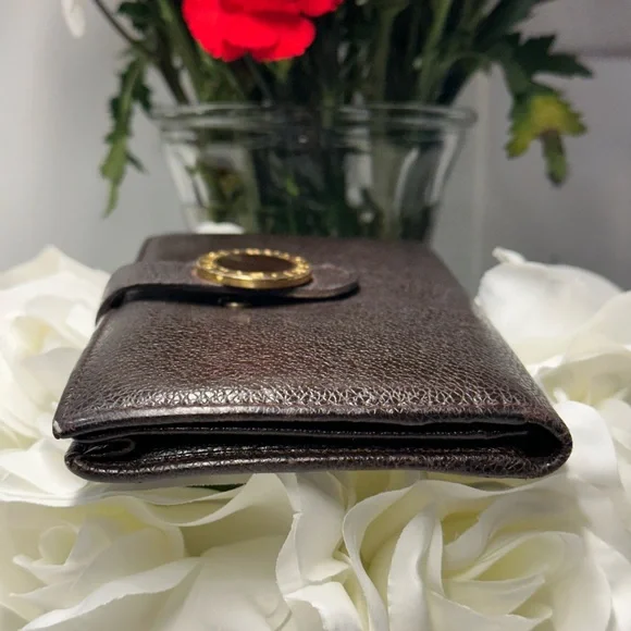 Bulgari Dark Chocolate Brown B Zero Bifold Leather Wallet Vintage - Picture 4 of 14